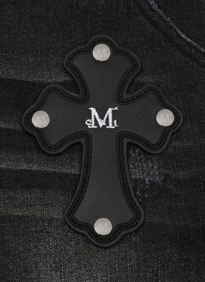 MUCENT CAIRO CROSS PATCH DENIM BOOTCUT 十字架貼布丹寧靴型褲