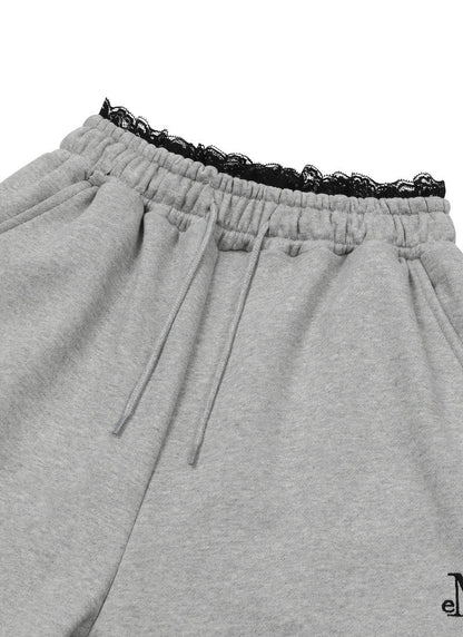 MUCENT ASTO LACE SAGGING JOGGER PANTS 蕾絲拼接落檔縮口褲 2色