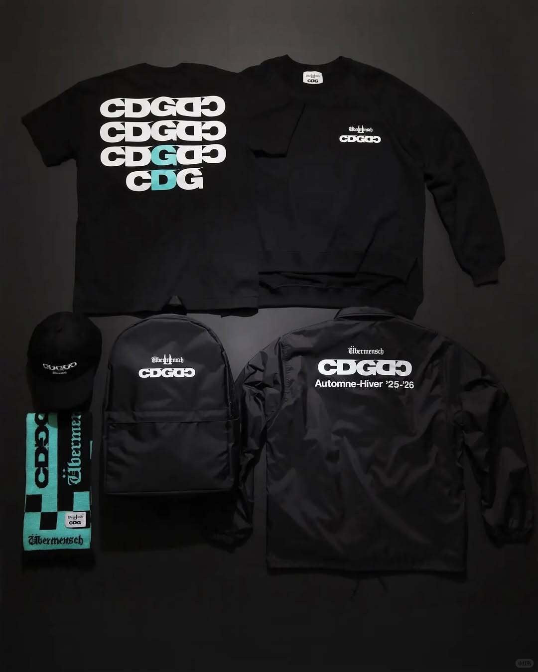 CDG x G-DRAGON Ubermensch CDGDC Checkered Muffler Mint Black 綠黑色聯名圍巾