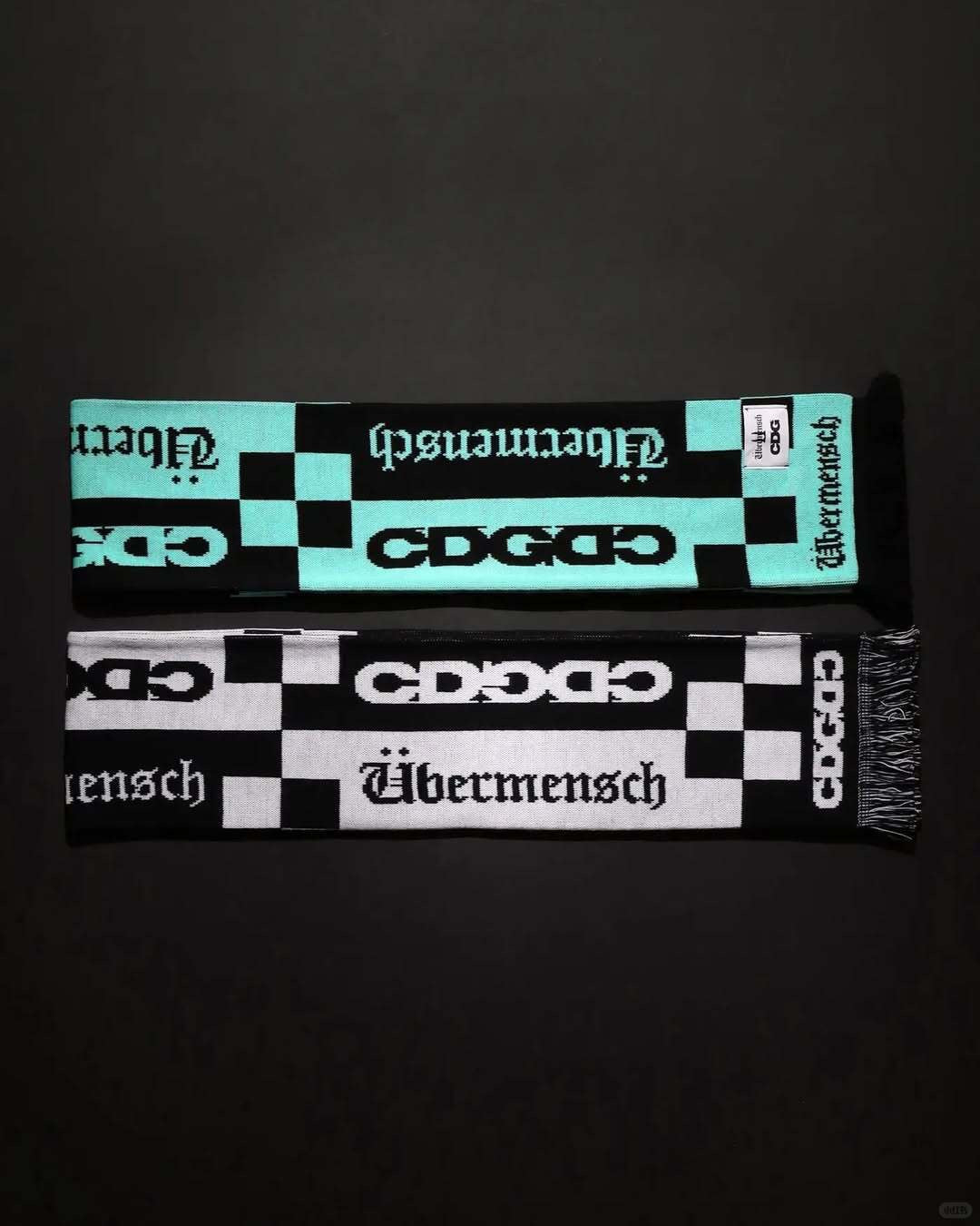 CDG x G-DRAGON Ubermensch CDGDC Checkered Muffler Mint Black 綠黑色聯名圍巾