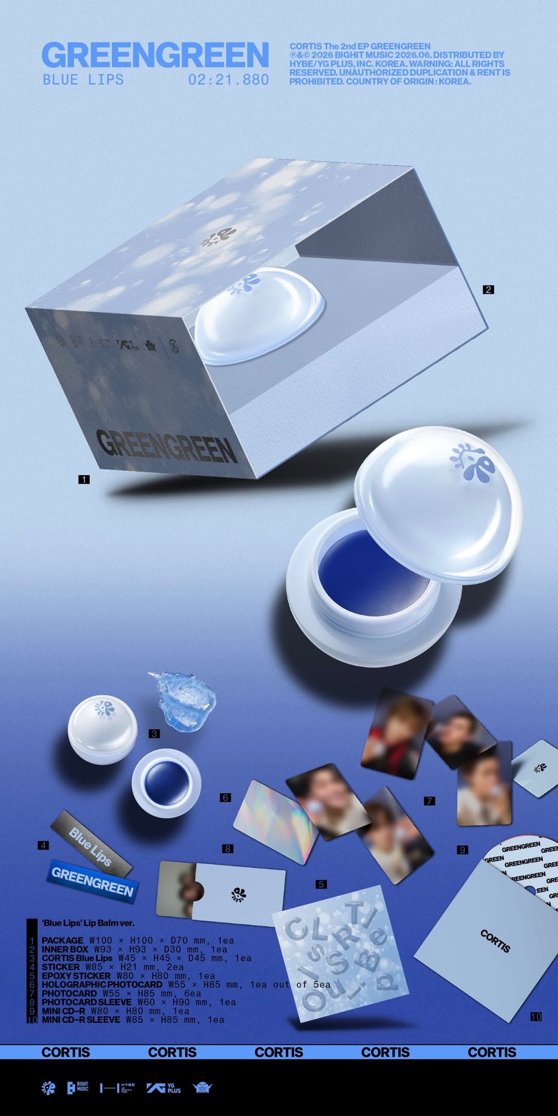 CORTIS The 2nd EP [GREENGREEN] ('Blue Lips' Lip Balm ver.)