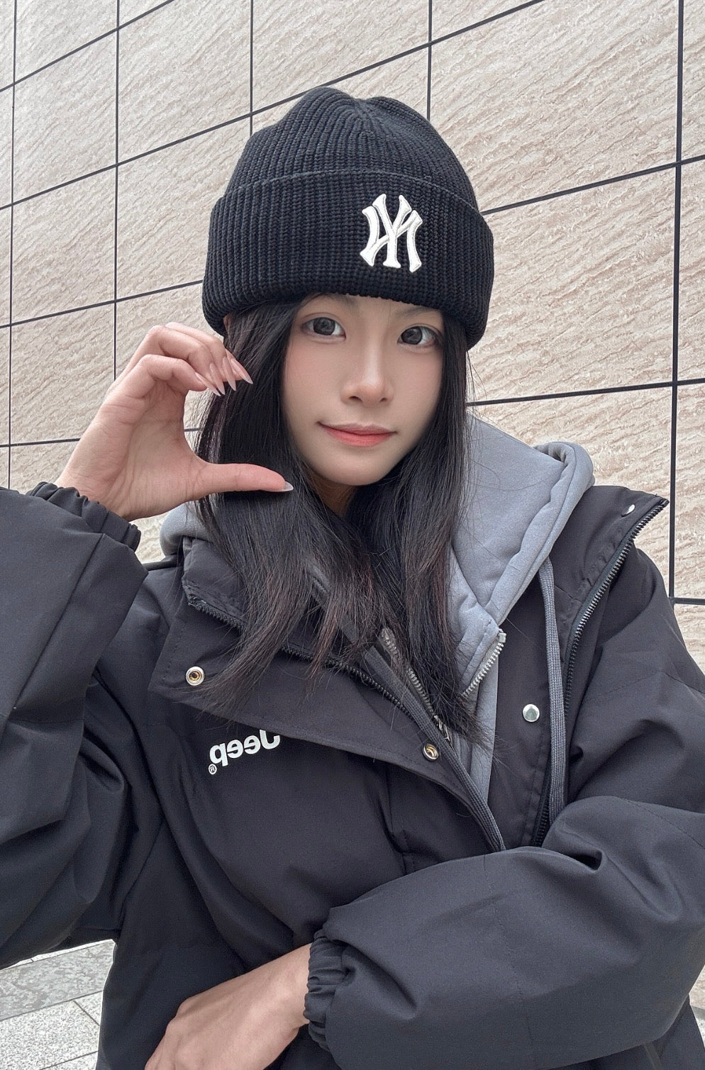 MLB New York Yankees Karina同款洋基LOGO毛帽