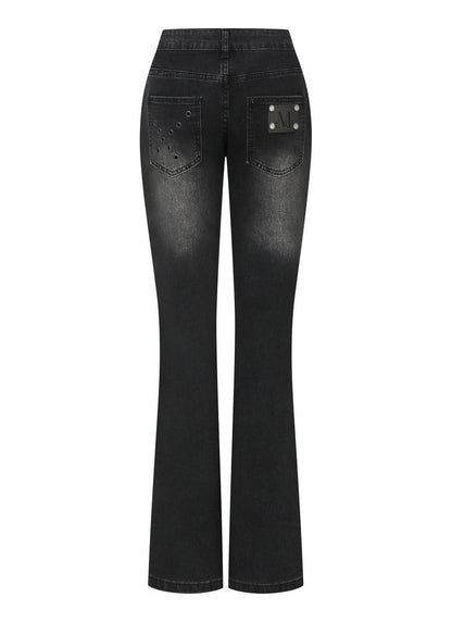 MUCENT CAIRO CROSS PATCH DENIM BOOTCUT 十字架貼布丹寧靴型褲