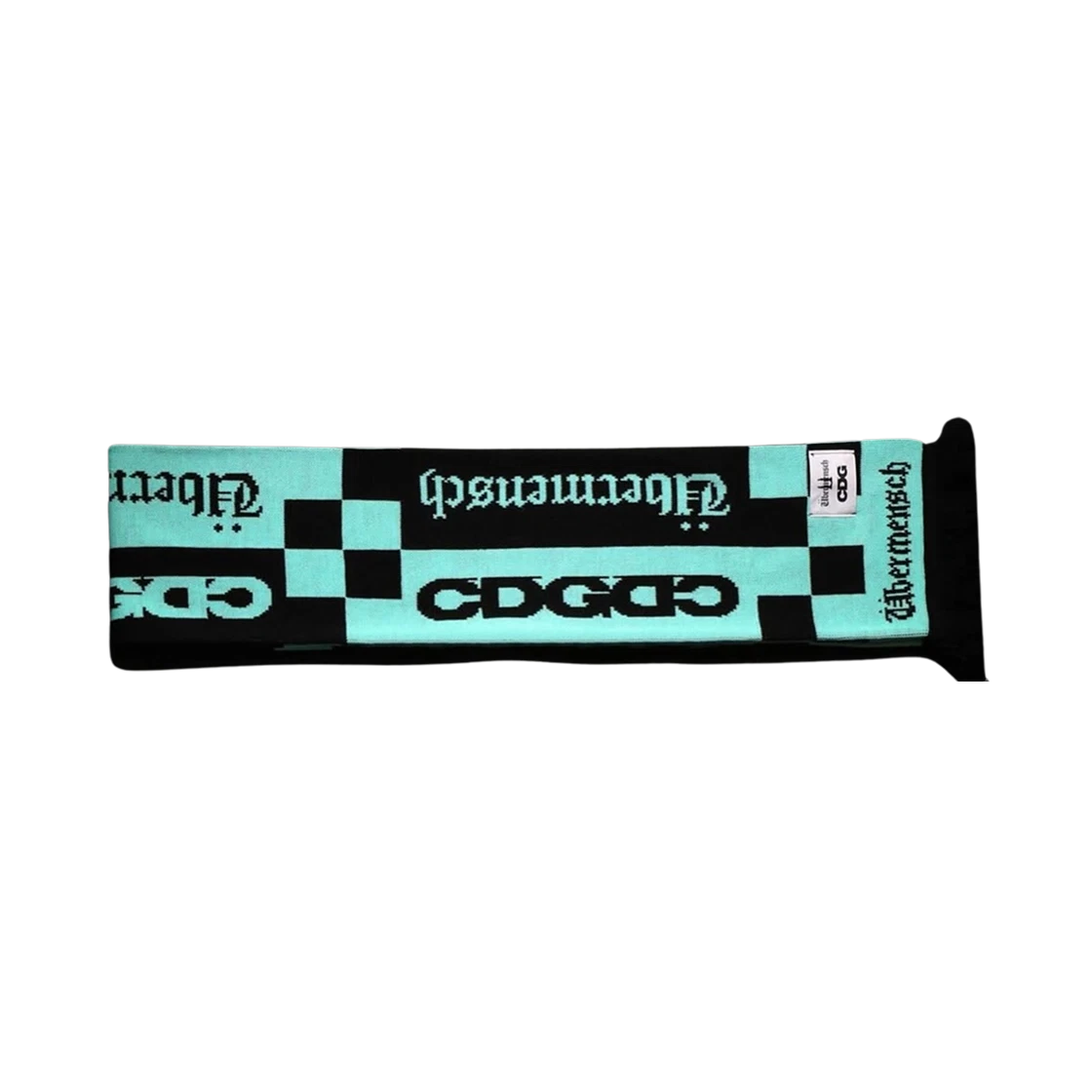 CDG x G-DRAGON Ubermensch CDGDC Checkered Muffler Mint Black 綠黑色聯名圍巾