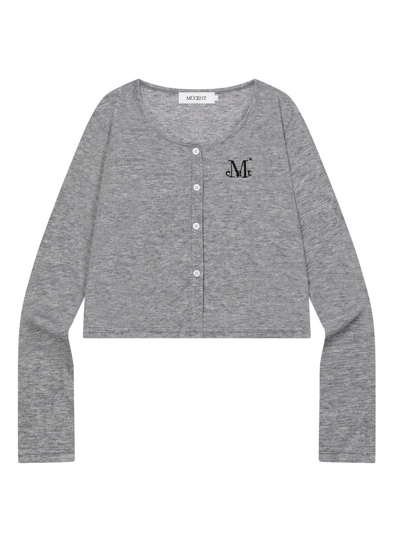 MUCENT RIVEO BUTTON CROP SLIM CARDIGAN 排釦短版修身針織外套 3色（夏季款）