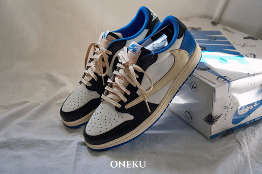 『ONEKU』 Travis Scott × Fragment × Nike Air Jordan 1 Low OG SP "Military Blue"