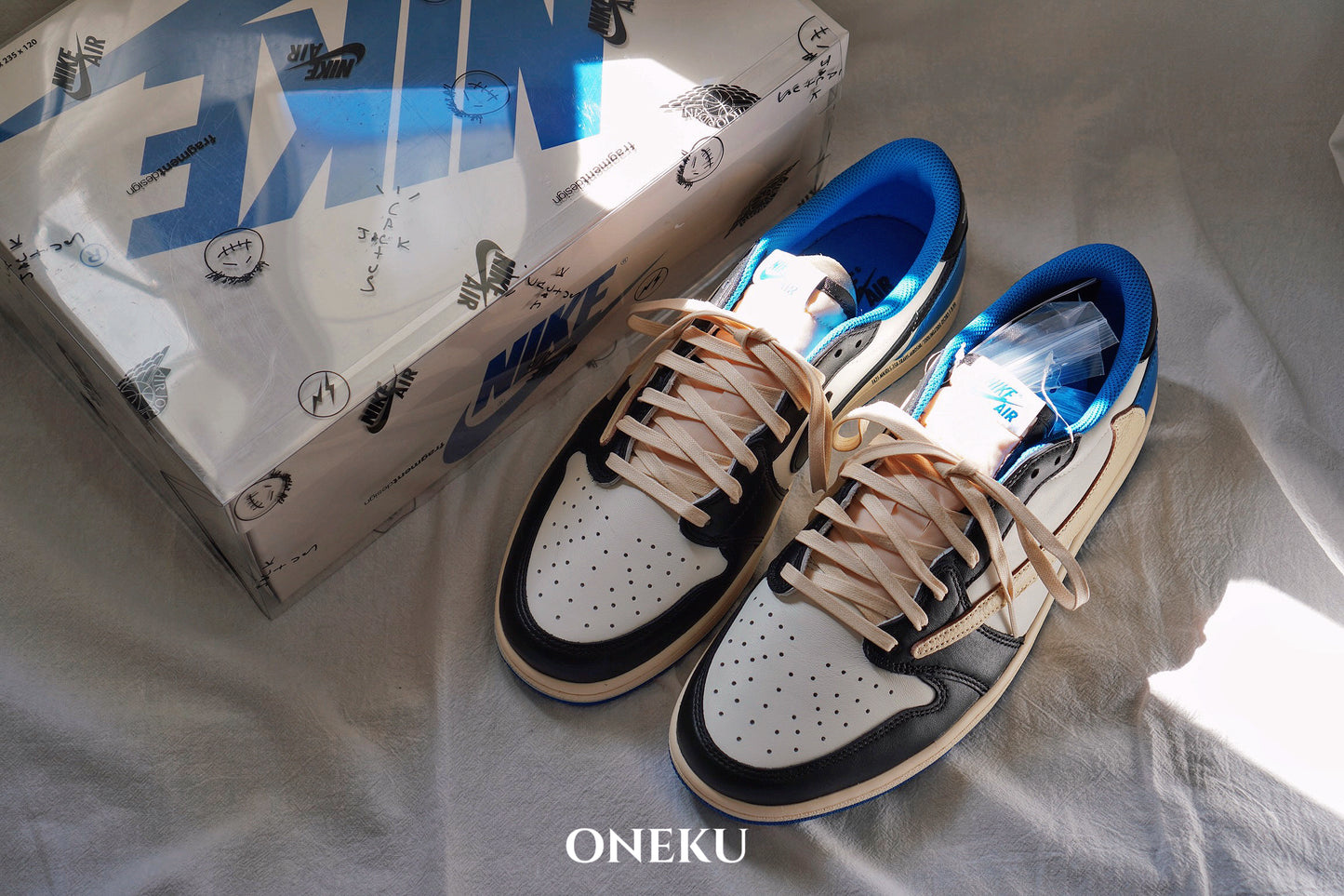『ONEKU』 Travis Scott × Fragment × Nike Air Jordan 1 Low OG SP "Military Blue"